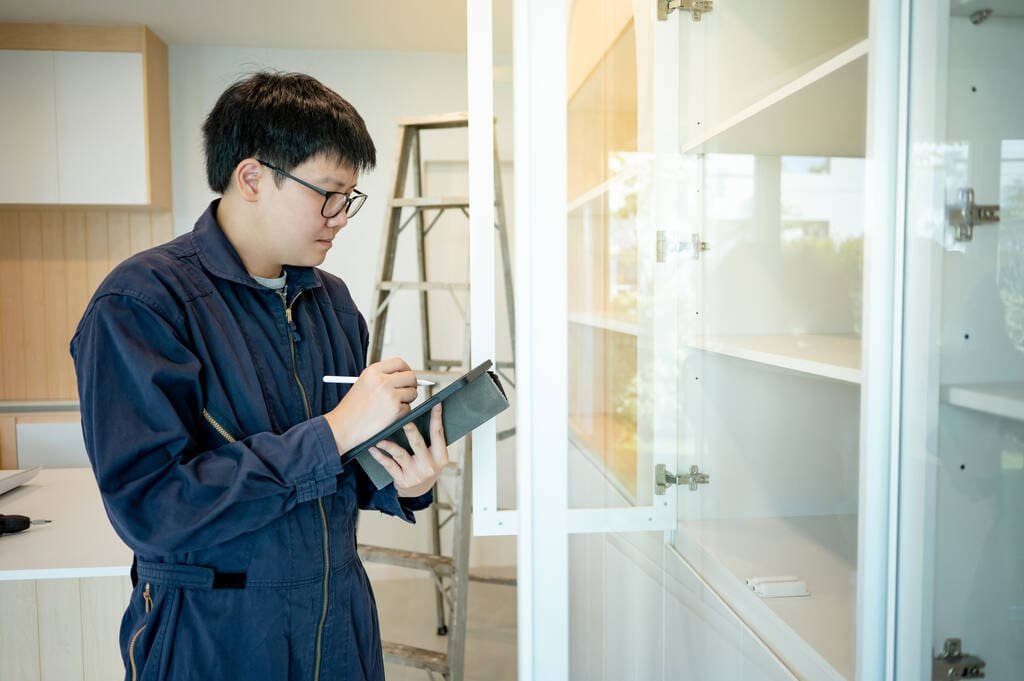 home renovation house remodeling concept asian male interior construction worker